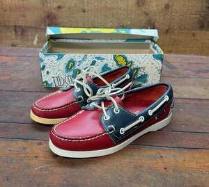 Sebago Docksides Boat Shoes Size 5 M Red Navy Leather